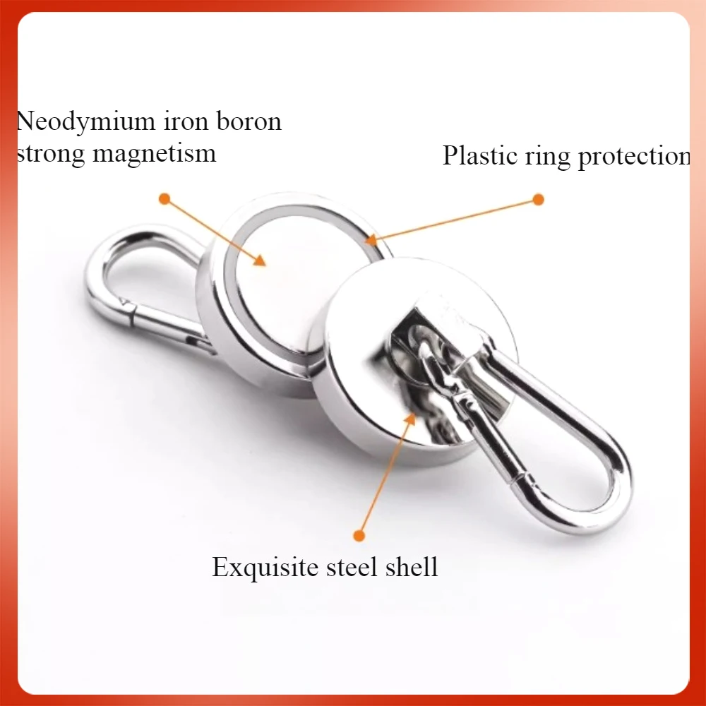 L20-L42mm Leistungsstarker runder magnetischer Saugnapf mit 360-Grad-Drehhaken, Bergsteigerschnalle, Topfmagnet