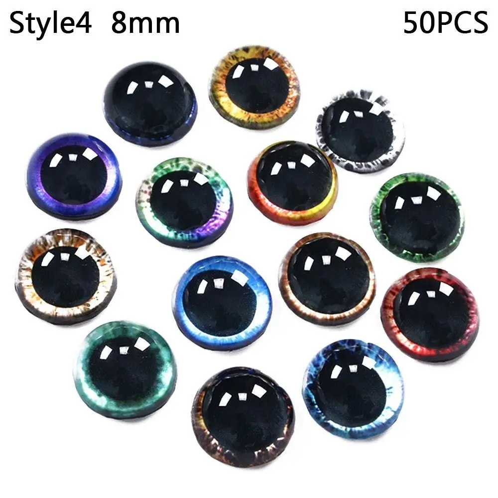 50pcs Glass Dolls Eyes DIY Crafts Eyeballs for Children Toys Dinosaur Animal Cat Eyes Accessories Glass Doll Animals Eyes 8/10mm