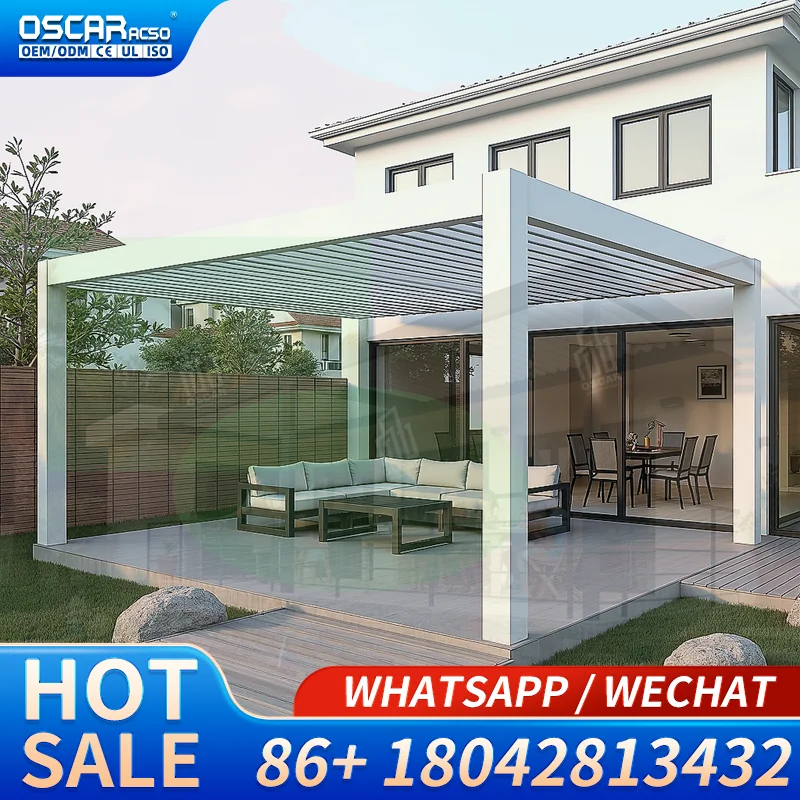 Outdoor Modern Motorized Opening Roof Waterproof Aluminum Garden  for Patio in Foshan and Other Outdoor Furniture Sets Pergola