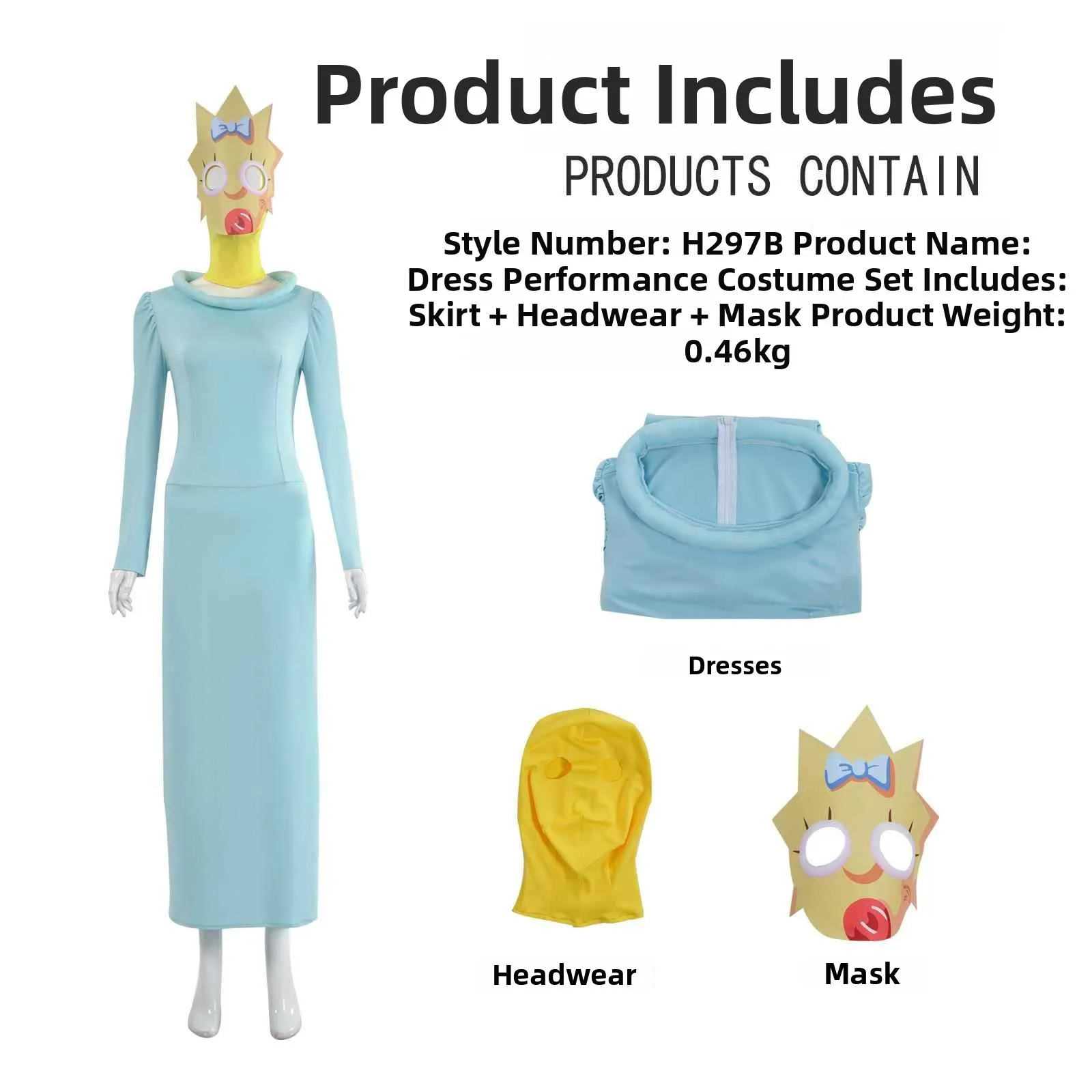 

Simpsons Animation Cosplay Outfit 2025 Halloween Parent-Child Performance Costume Family Matching Chinese Traditional Clothing