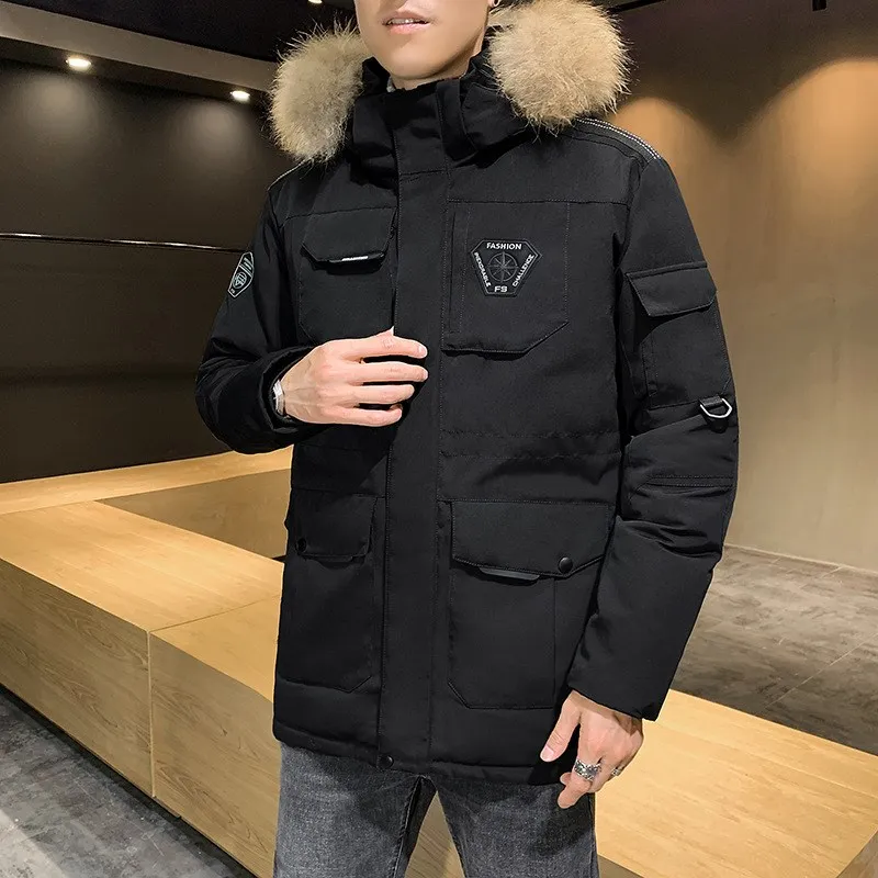 

Trendy Men's down Jaet Du down Filling Couples Workwear Mid-Length Polyester Fabric Running Man Winter Coat