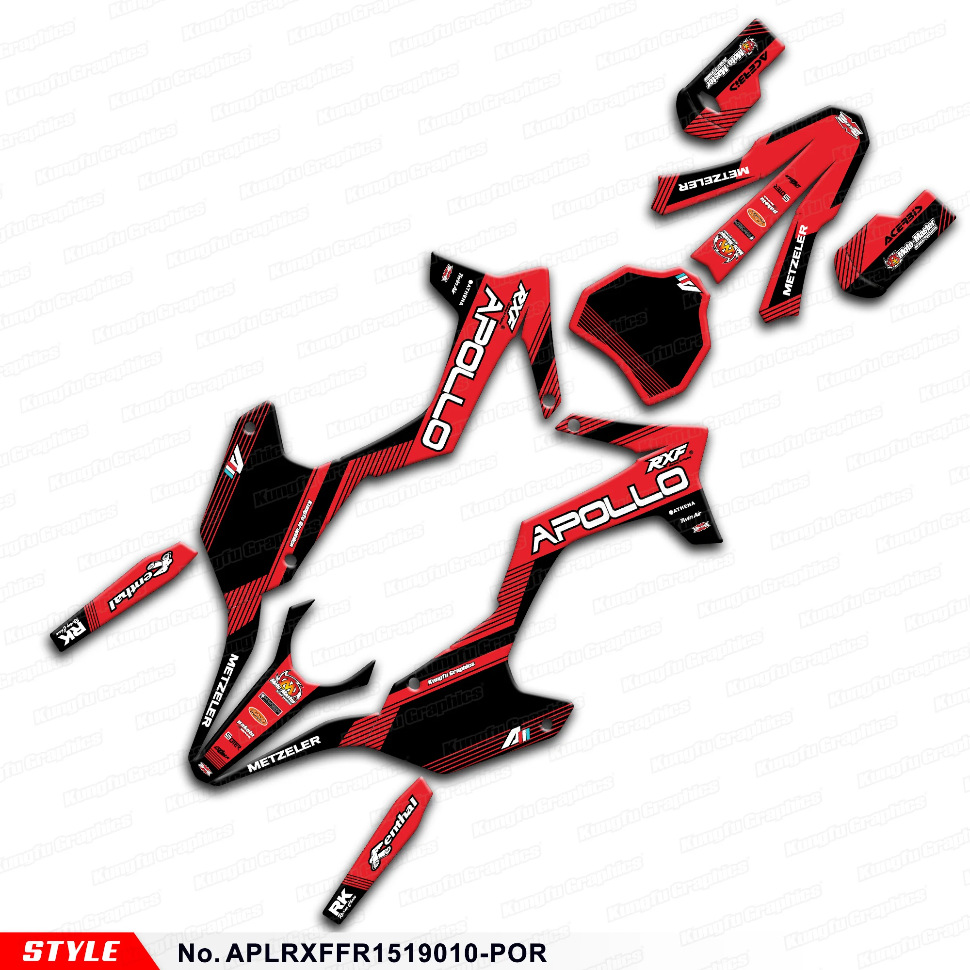 JY RACING Juego de pegatinas gráficas para moto de cross para Apollo RXF Freeride 150 190, restailizado, APLRXFFR 1519010 -POR