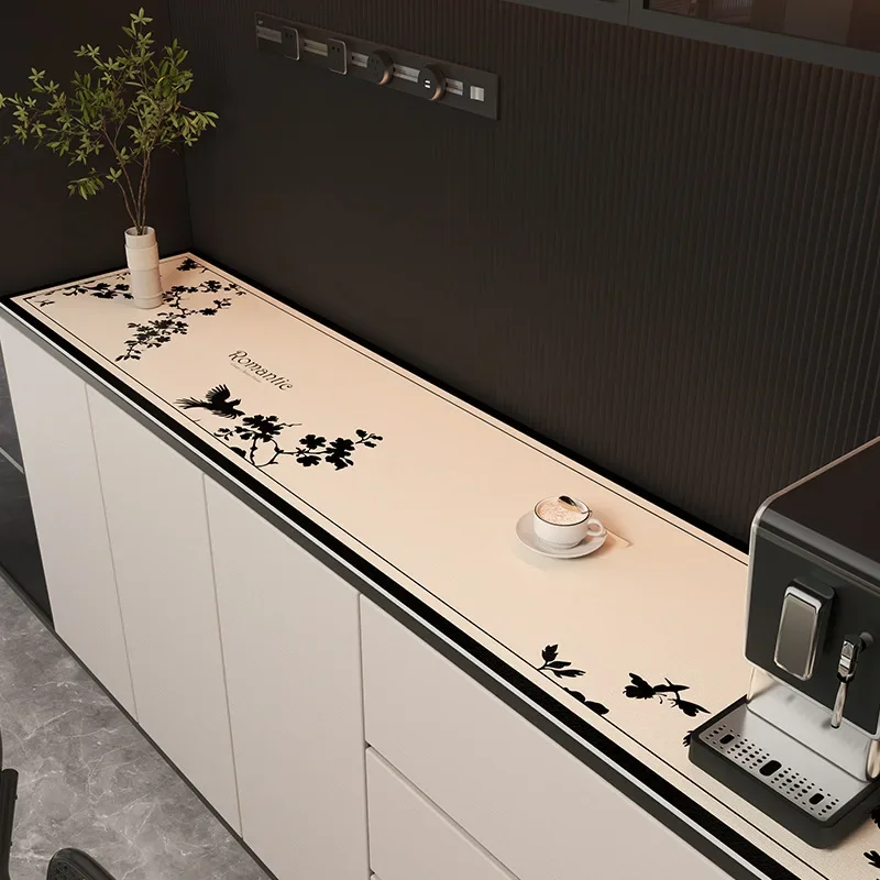 TV Bench Cover Cloths Coffee Table Dining Mats Anti Slip and Wear-resistant Long Style Protective Mat Plant and Flower Printing