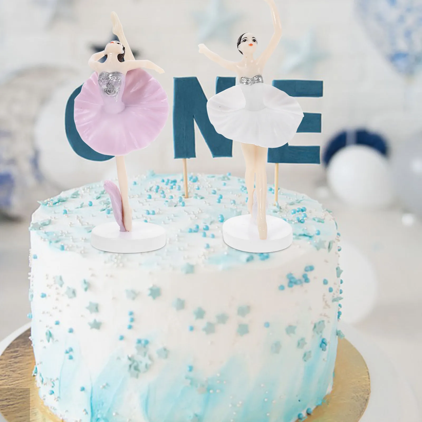 6pcs Ballerina Cake Topper Set – Plastic Dessert Decoration for Birthday Party, Baking & Table Display