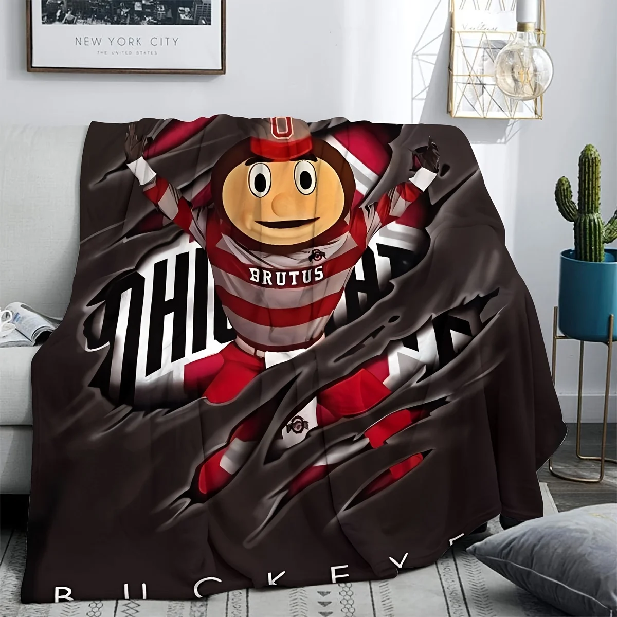 Ohio State University Buckeyes Potato Team Blanket - Vibrant Mascot Design, Soft and Comfortable Polyester Fiber, Suitable for A