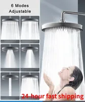 NEW 6 Modes Rainfall Shower Head Bathroom High Pressure Top Rain Shower Heads Shower Faucet Accessories Gun Grey/Black/Silver