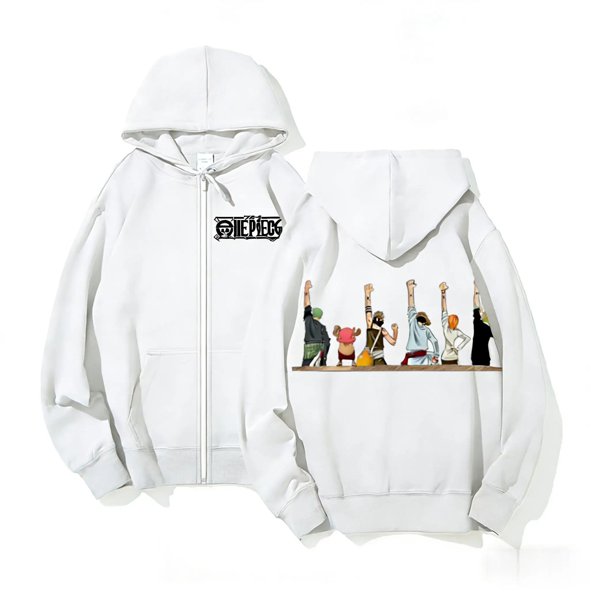 Unisex One Piece Anime Hoodie Men Women Anime Zip Up Sweatshirt 2026 Winter Streetwear Cosplay Casual Jacket Long Sleeve Tops