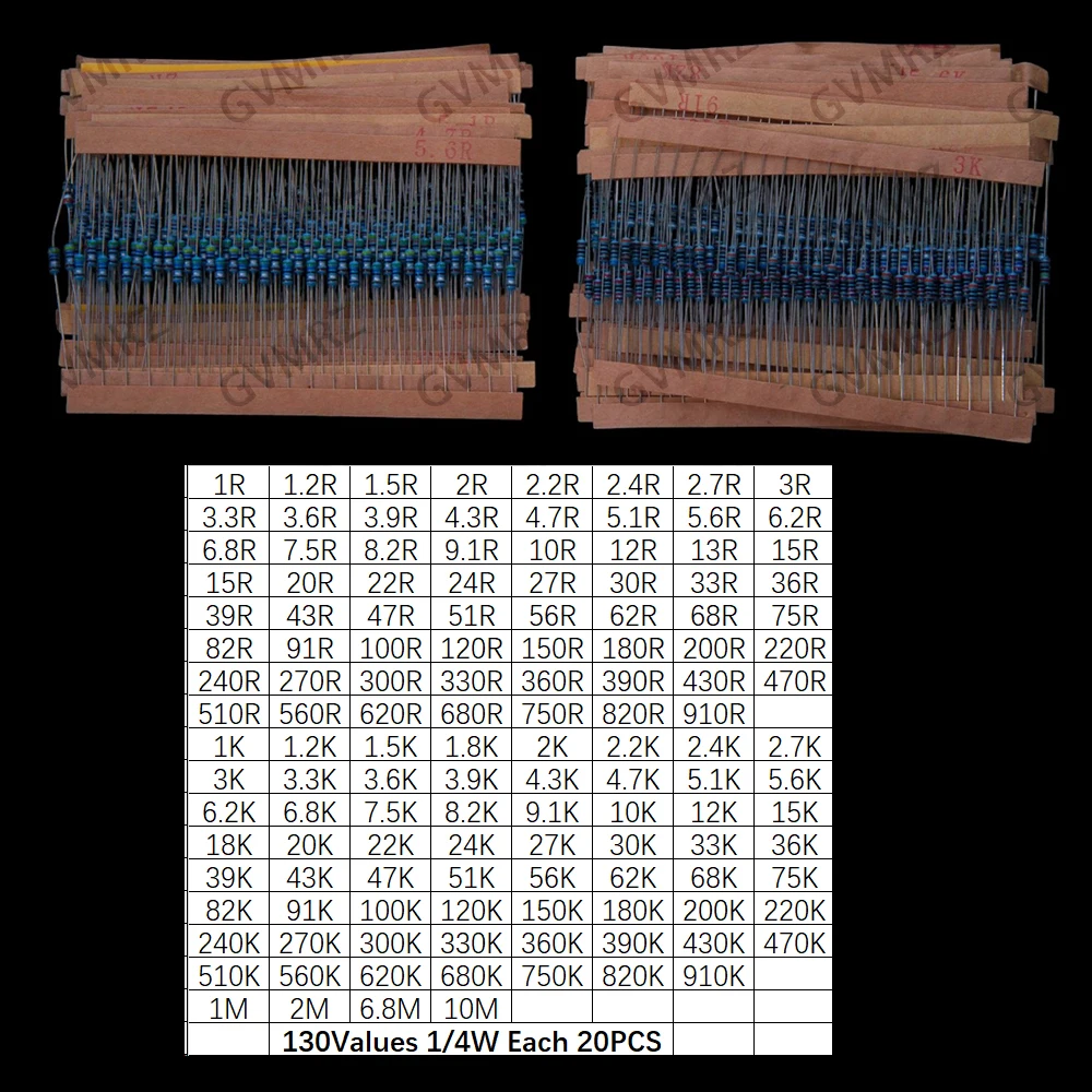 130Values 1W 2W 156Values 1/4 - Resistor Kit 1 4W recension och pris