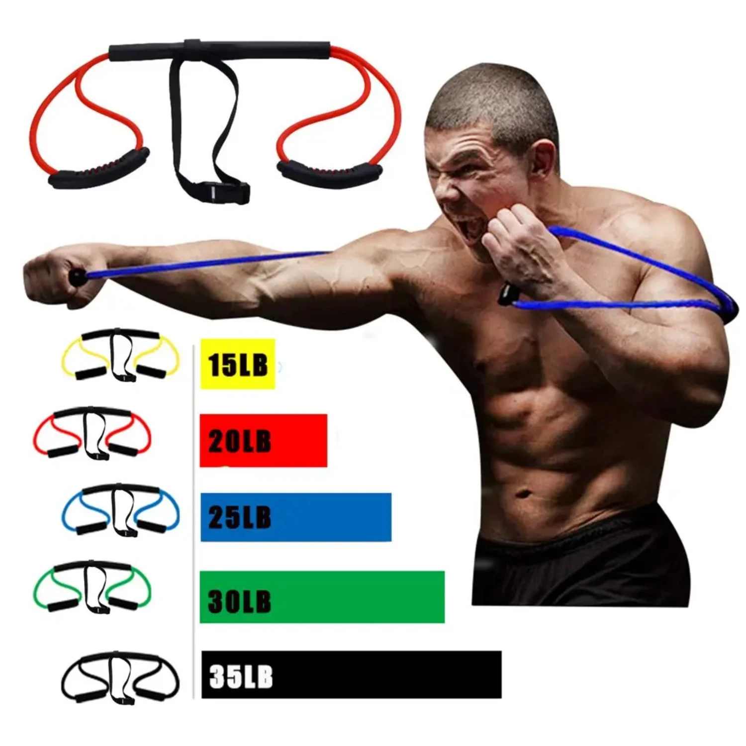 

1PC MMA Boxing Resistance Rubber Training Bands Speed Training Pull Rope Muay Thai Karate Power Workout Strength Gym Equipment