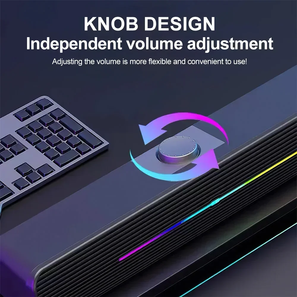 Computer Sound Bar Subwoofer RGB Cable Wireless PC Laptop Desktop USB Multimedia Small Speaker Long Strip Luminous TV Bar Speak