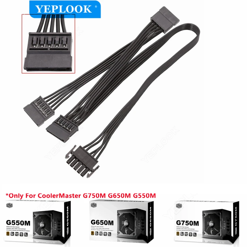 

Original Cooler Master 5Pin to 3 SATA Straight HDD SSD Power Cable for Cooler Master G750M G650M G550M Modular Power Supply Unit