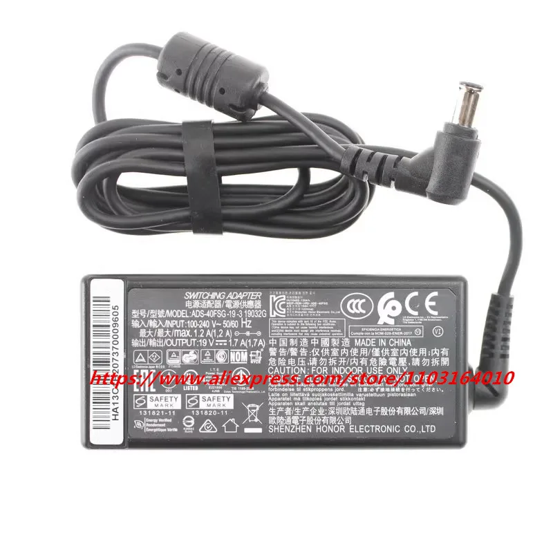 New Original FOR LG 19V 1.7A ADS-40SG-19-3 19032G AC adapter Power supply Charger cord