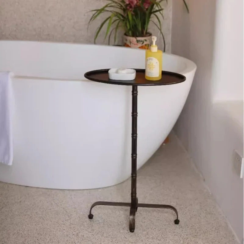 Oval Narrow Space Suitable Compact Small Iron Tea Table Side Table Corner Table Antique Vintage Metal Design Art