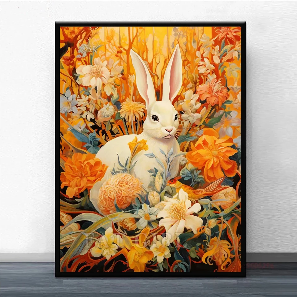 DIY 5D Diamond Painting Flower Rabbit Picture Mosaic Art Diamond Embroidery Cross Stitch Kits Easter Full Drill Home Decoration