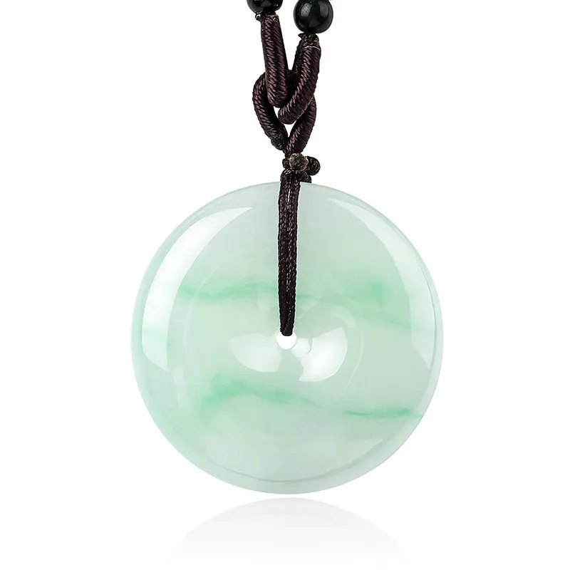 Icey Green Jadeite Peace Pendant for Men Women, Jewelry and Jade Ornament