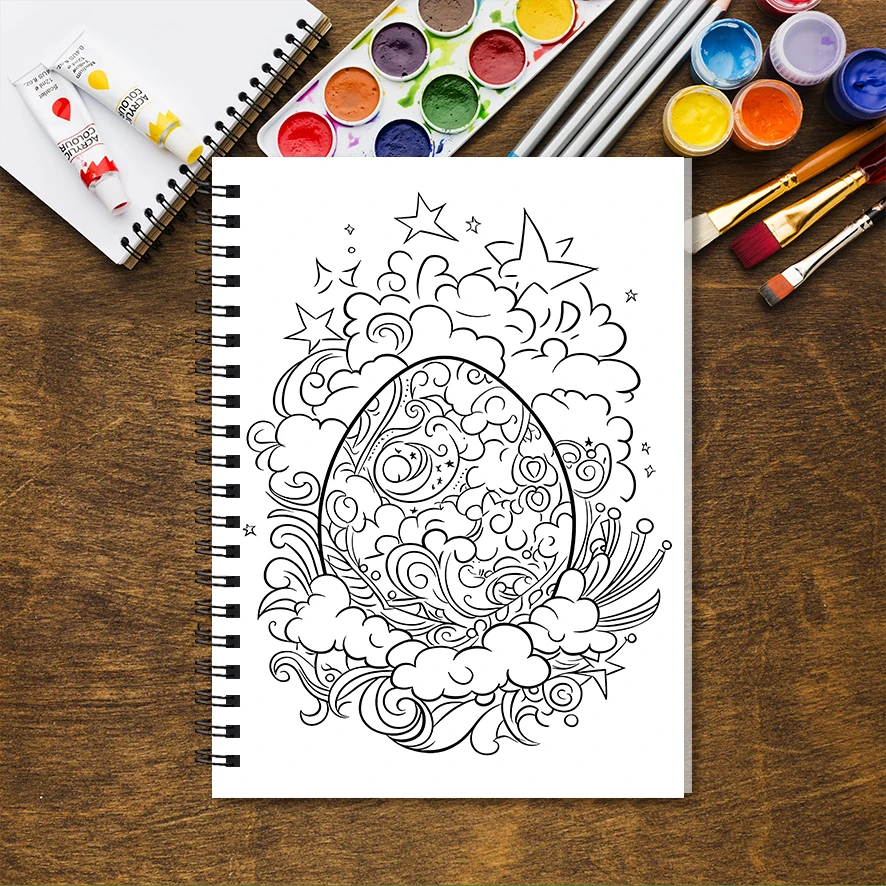 Pretty Easter Eggs Adult Coloring Book - 8.3x 11.2 Inch 32 Page Coloring Book - Helps Reduce Stress and Ease Emotions