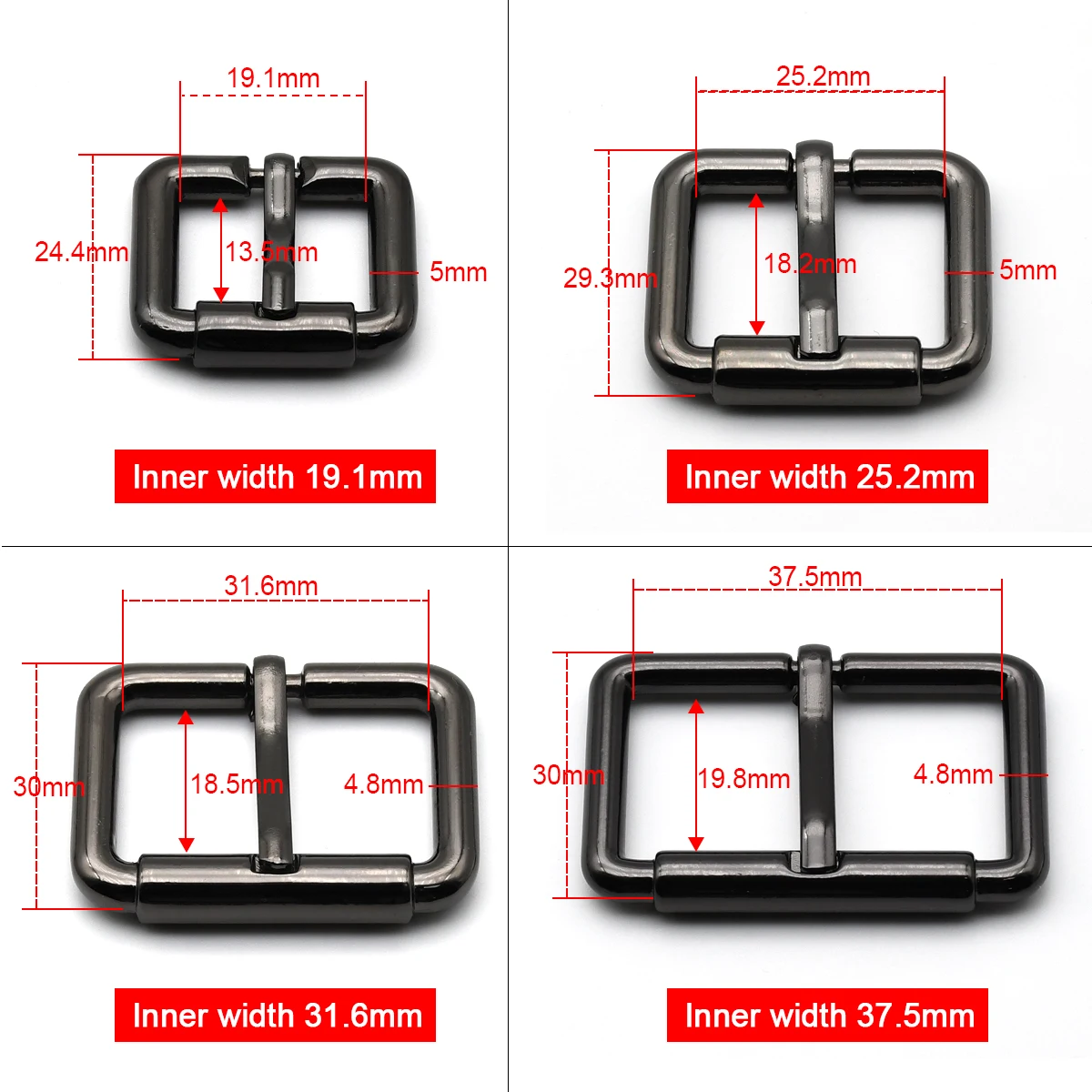 Metal Adjustable Pin Buckle Heel Bar Half Buckle Rectangle Ring Backpack Bag Strap Belt Dog Leash Collar Parts Accessories
