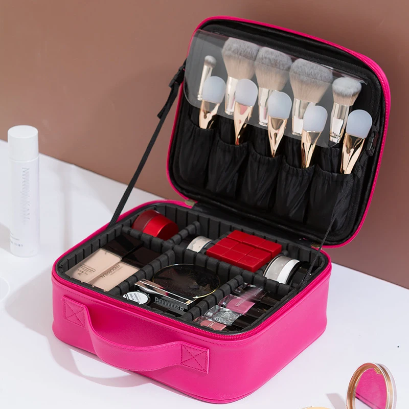 

New PU Makeup Bag Fashion Women's Storage Toilet Bags Handheld Cosmetic Box Travel Multi Layer Waterproof Handbags Trend