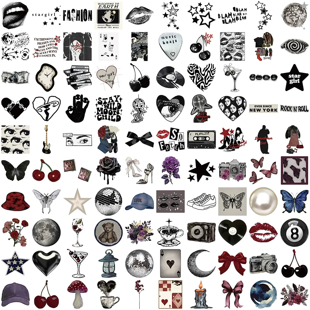 10/30/50/100pcs Donkere Esthetische Downtown Y2K Meisje Stickers Cool Cartoon Creatieve Decals Skateboard Koffer telefoon Sticker Verpakking