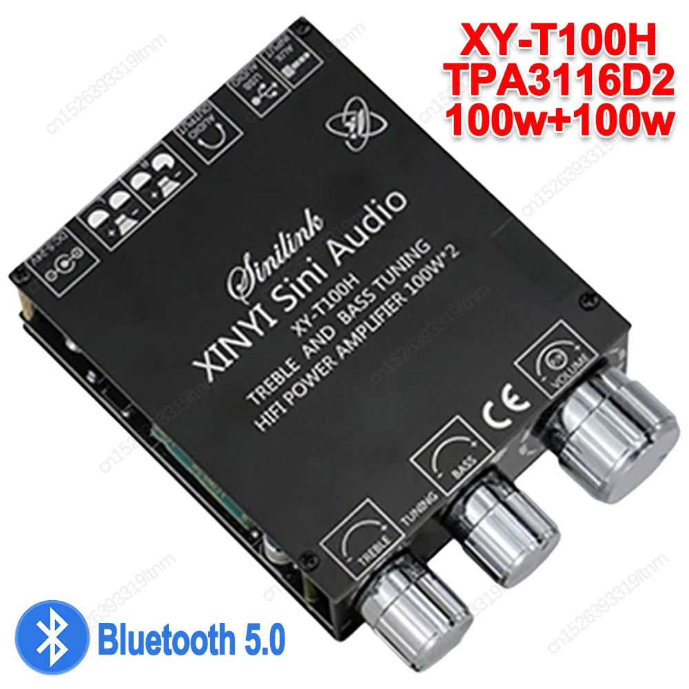 XY-T100H XY-T100L Home Theater Amplifiers 2x100W TPA3116D2 Bluetooth 5.0 Power Audio Amp Board Stereo Treble Bass Adjustment