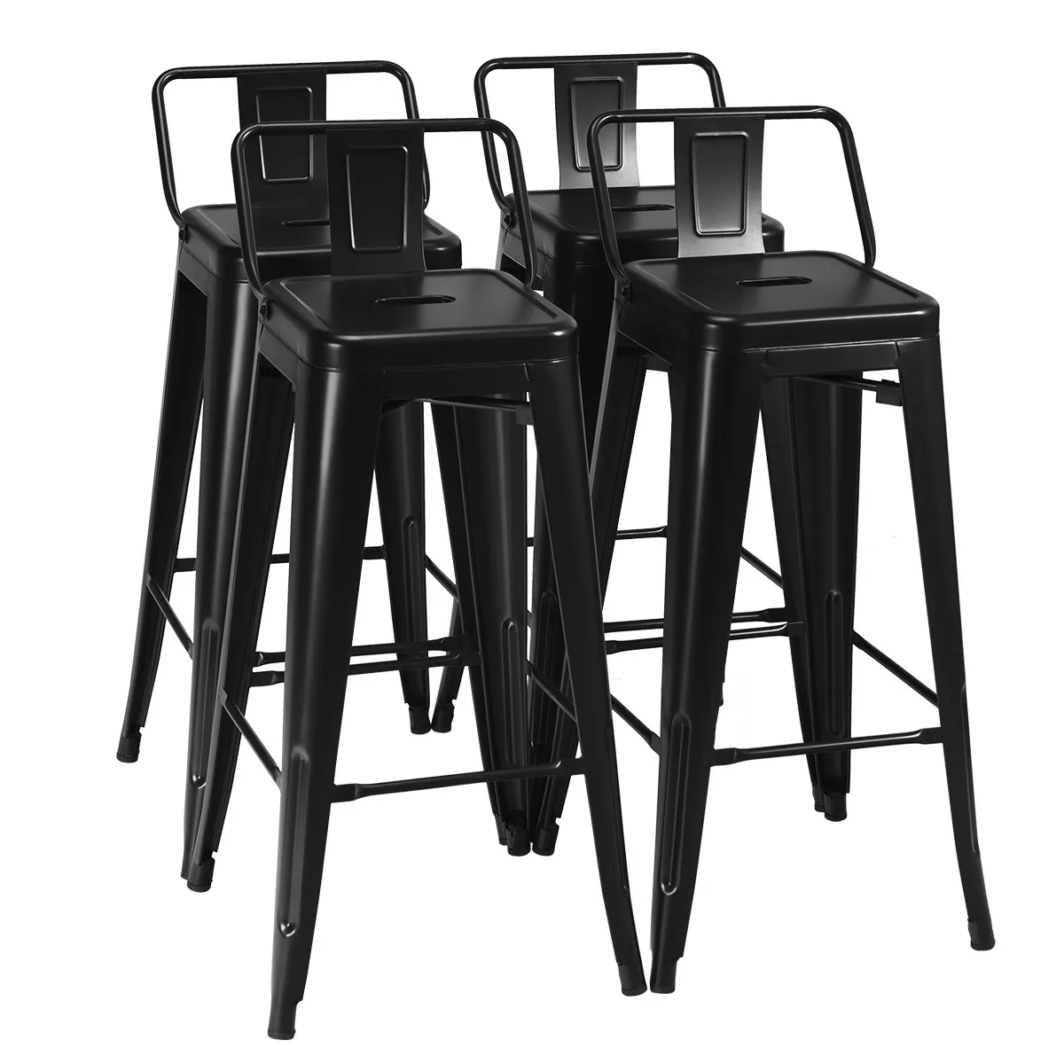 Set of 4 Metal Bar Stools 30