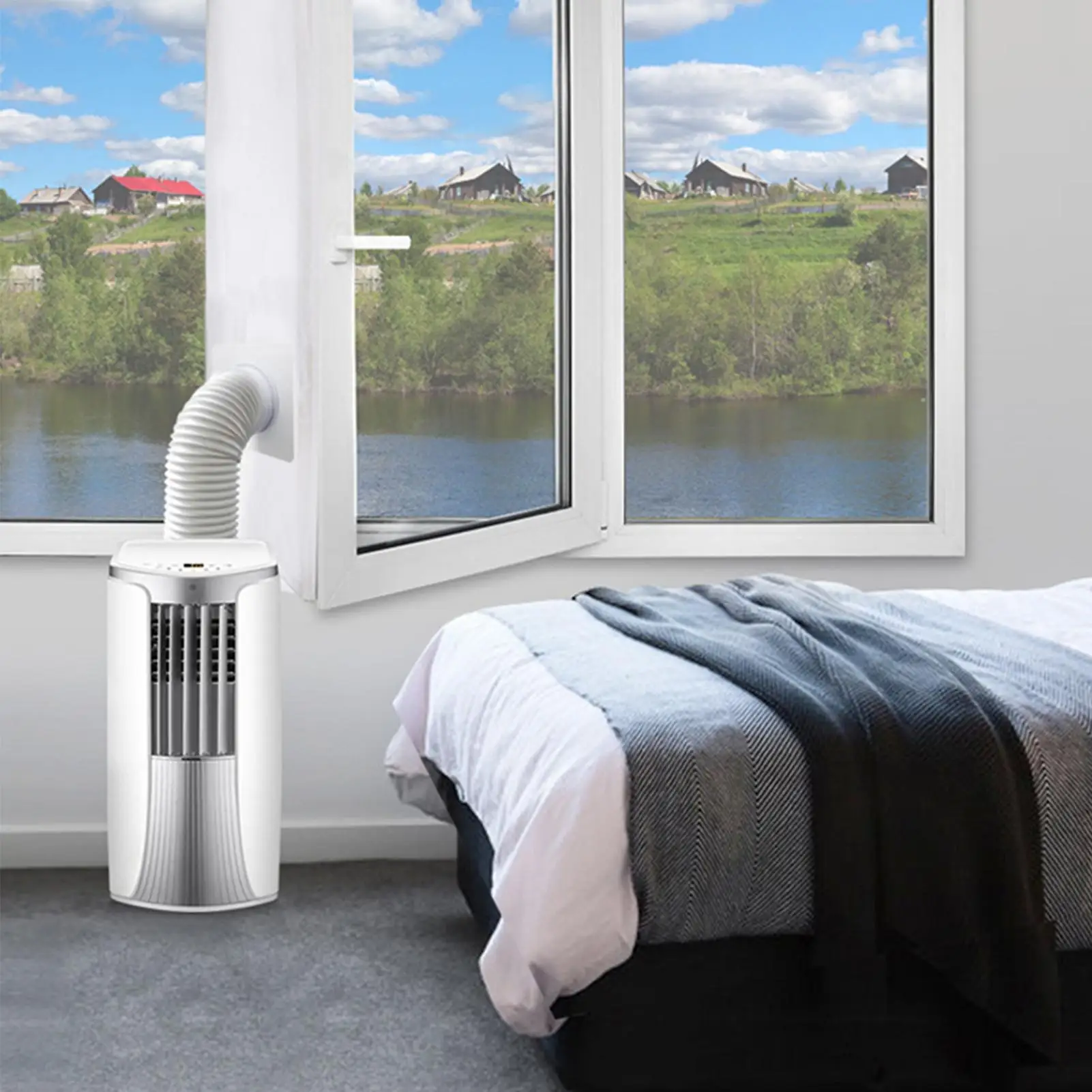 AC Window Vent Kit Seal Adjustable Horizontal Plate Portable AC Unit Window Kit For Exhaust Hose Sliding Door Home Kitchen