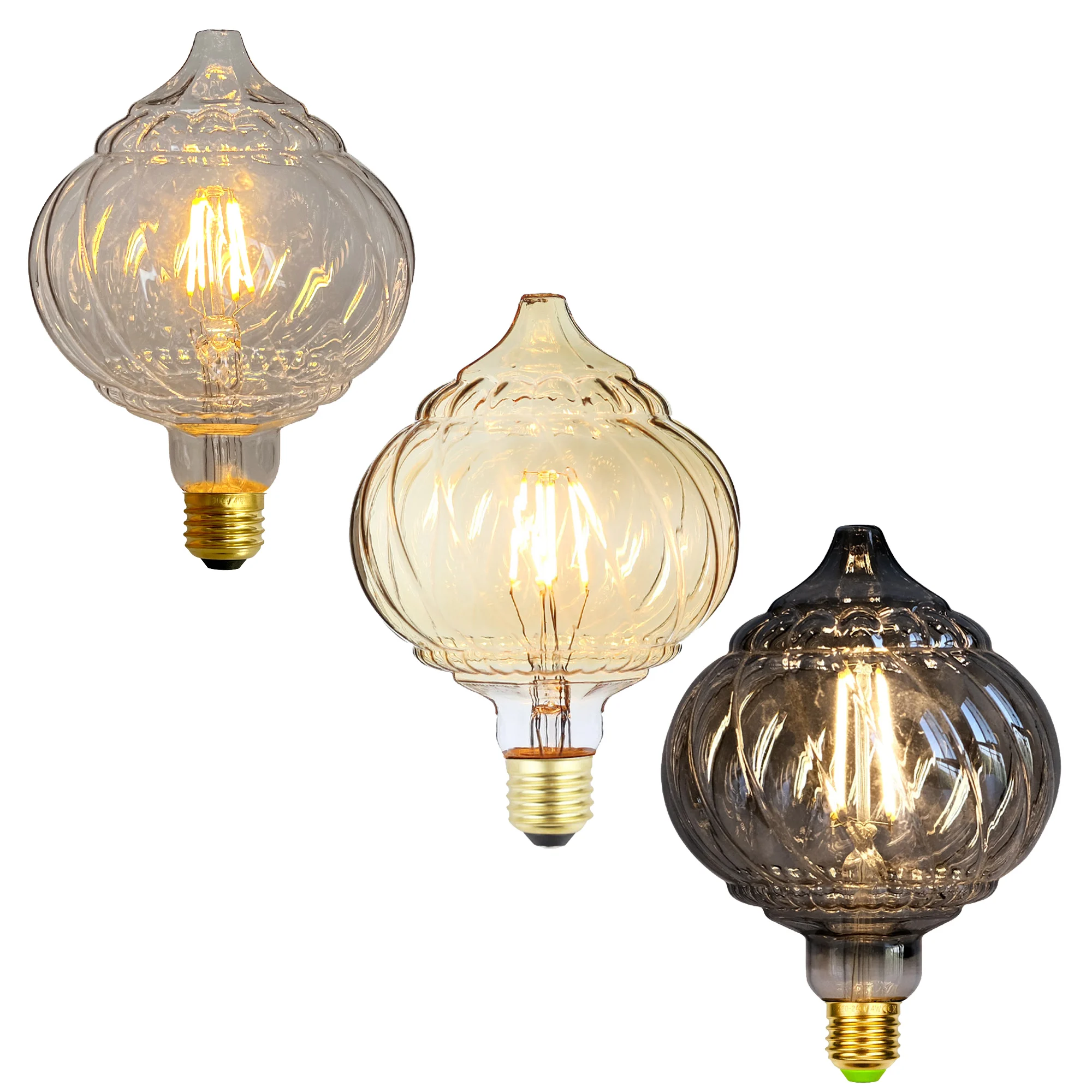 TIANFAN E27 Vintage Led Bulb G125 Lantern 4W 2700Kelvin Not Dimmable 220-240V E27 Specialty Decorative Light Bulb