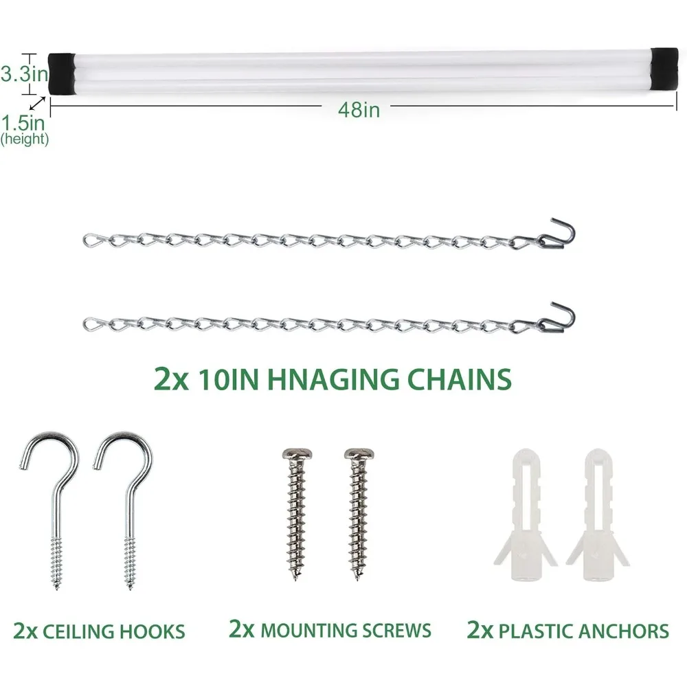 BBOUNDER 4 Pack Linkable LED Utility Shop Light, 4 FT, 4000 LM, 48 Inch Integrated Fixture for Garage, 40W Equivalent 250W