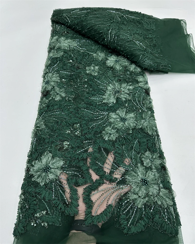 

Elegant 3D Embroidered French Tulle Lace Fabric with Sequin High Quality for Party Wedding Nigerian African Occasions
