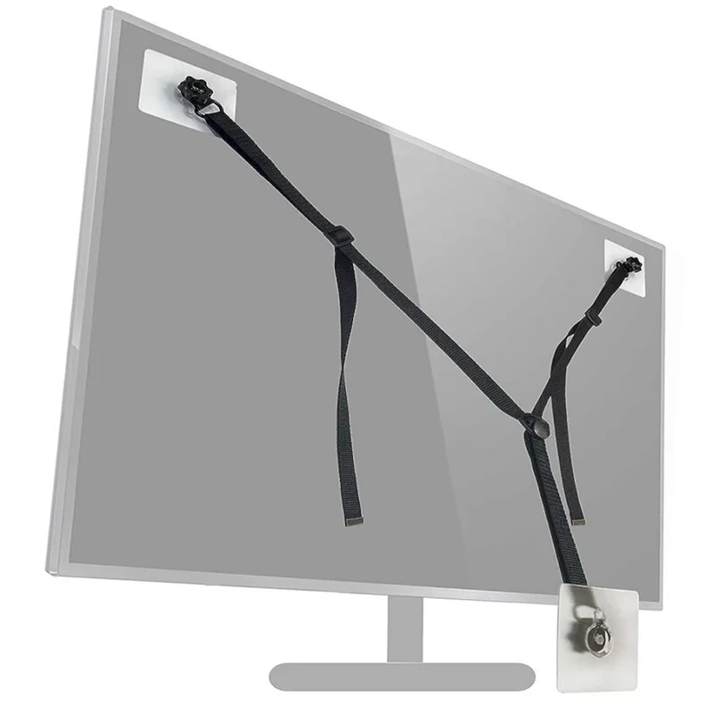 ABXF Cinghie di sicurezza per TV regolabili, Ancoraggi per mobili antiribaltamento senza trapano per la prova del bambino, Schermi piatti fissati al muro Facile installazione 1