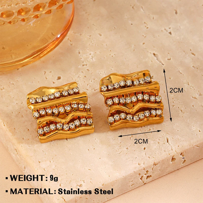 Loe| Stainless Steel Geometric Earrings Women. Inlaid Zircon. Vintage Charms Stud. Fashion 2024