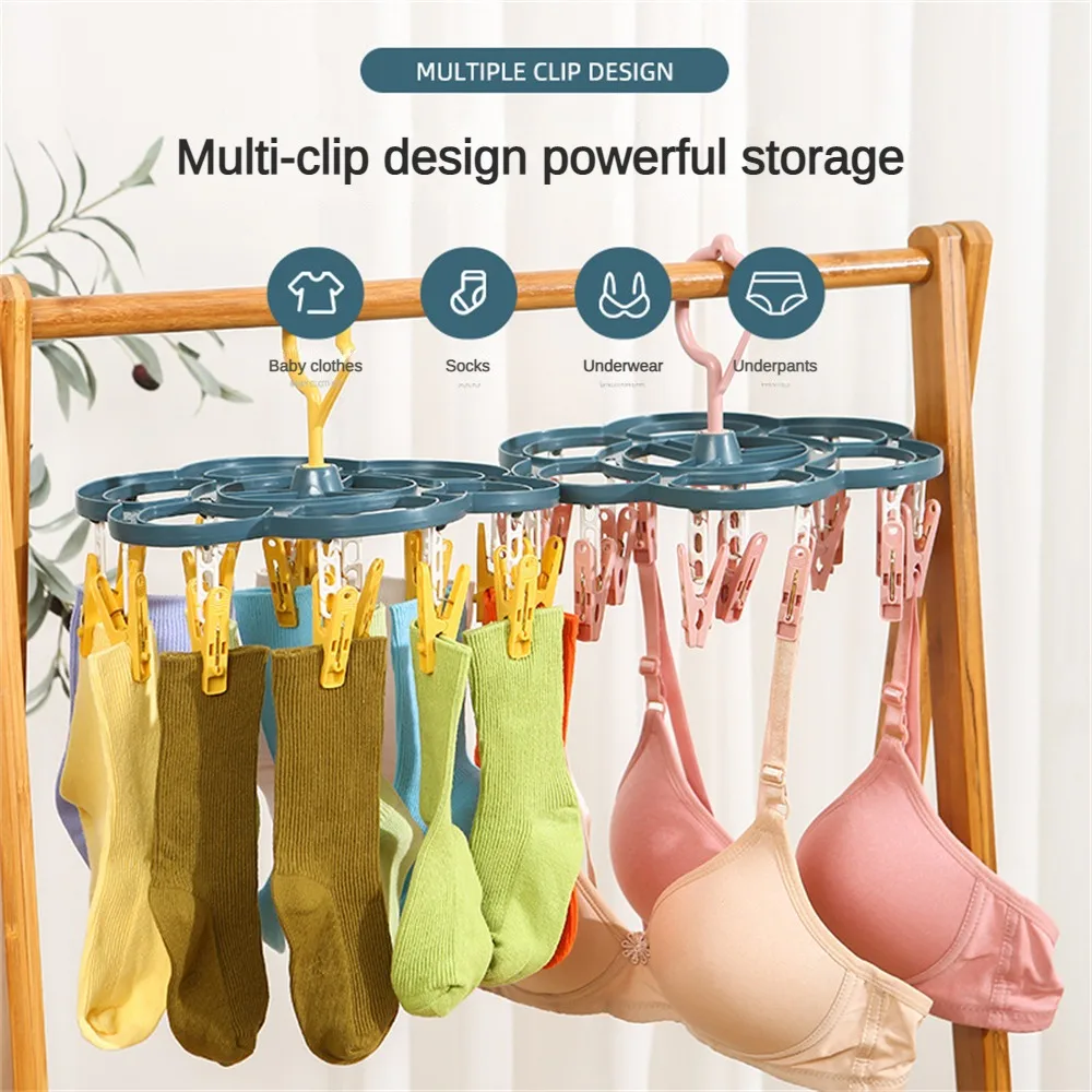 Clips Folding Clothes dryer Hangproof Socks Underwear Plastic Drying Rack Organizerer Children Adults Clothes Dryer Wind