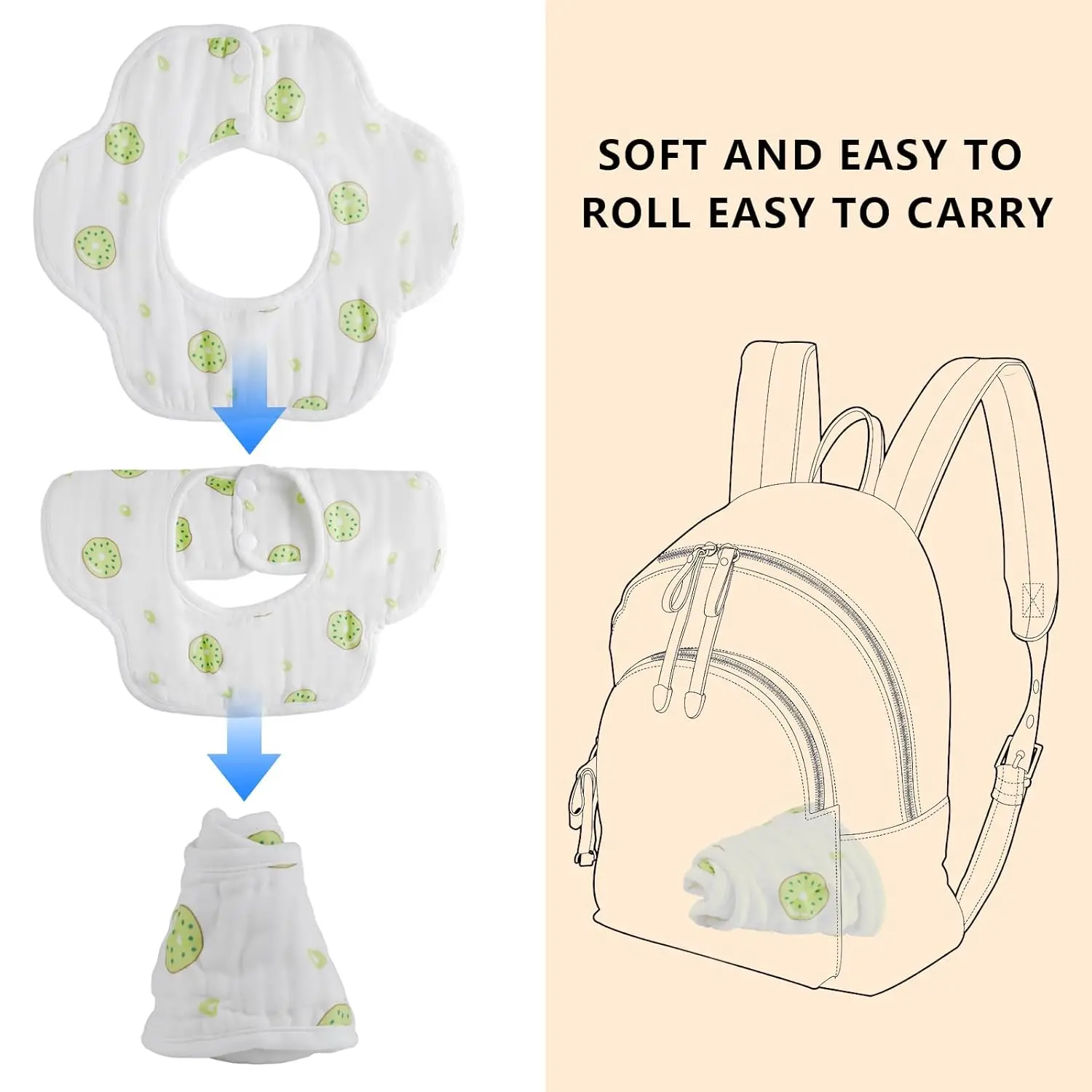 8 قطعة من مرايل الأطفال المصنوعة من القطن العضوي مرايل لحديثي الولادة قابلة للتعديل مريلة أطفال فائقة النعومة وماصة للجنسين للأطفال الصغار #6