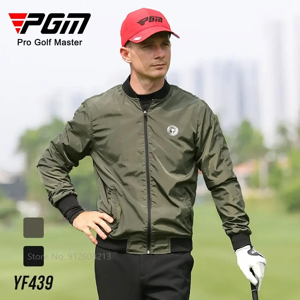 Pgm Windproof Sports Windbreaker for Mens Waterproof Golf Jacket Men Warm Sports Coat Stand Collar Tops Full Zipper Sportswear