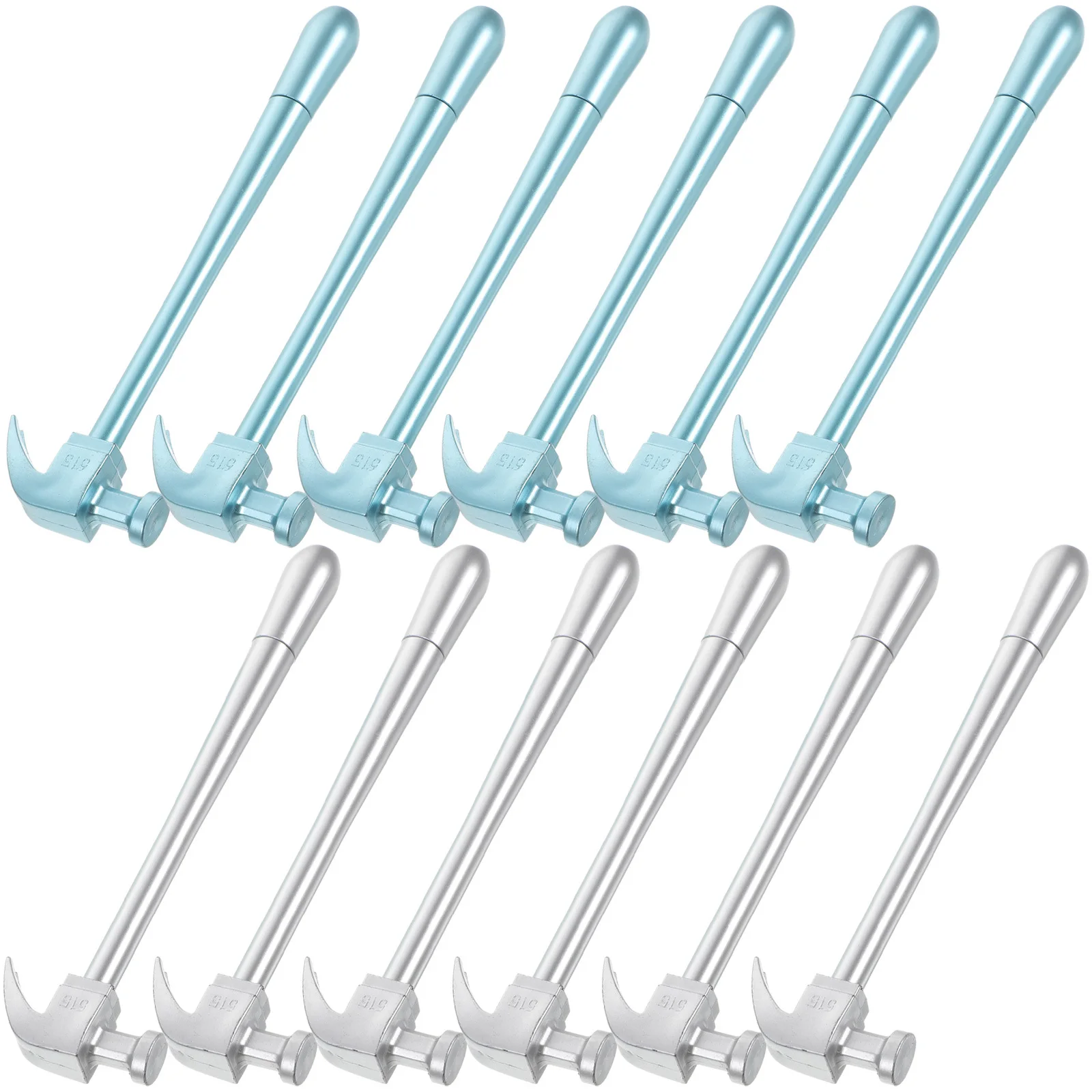 

12pcs Hammer Shape Pens Pp Plastic Lightweight Anti-Skid Design Gel Ink Medium Point Writing Pens For School Office Exam