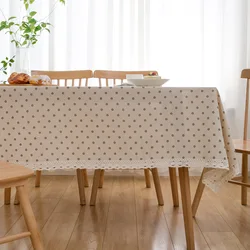 Table Cover Tablecloth with Tassel Wrinkle Free Anti-Fading Washable Dust-Proof for Kitchen Dining Party Desktop Decoration