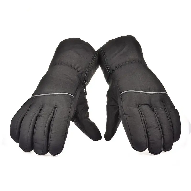 Heated Motorcycle Gloves Warm Waterproof Electric Gloves Black Heated Gloves Elastic Wrist Strap Battery Gloves Winter Supplies