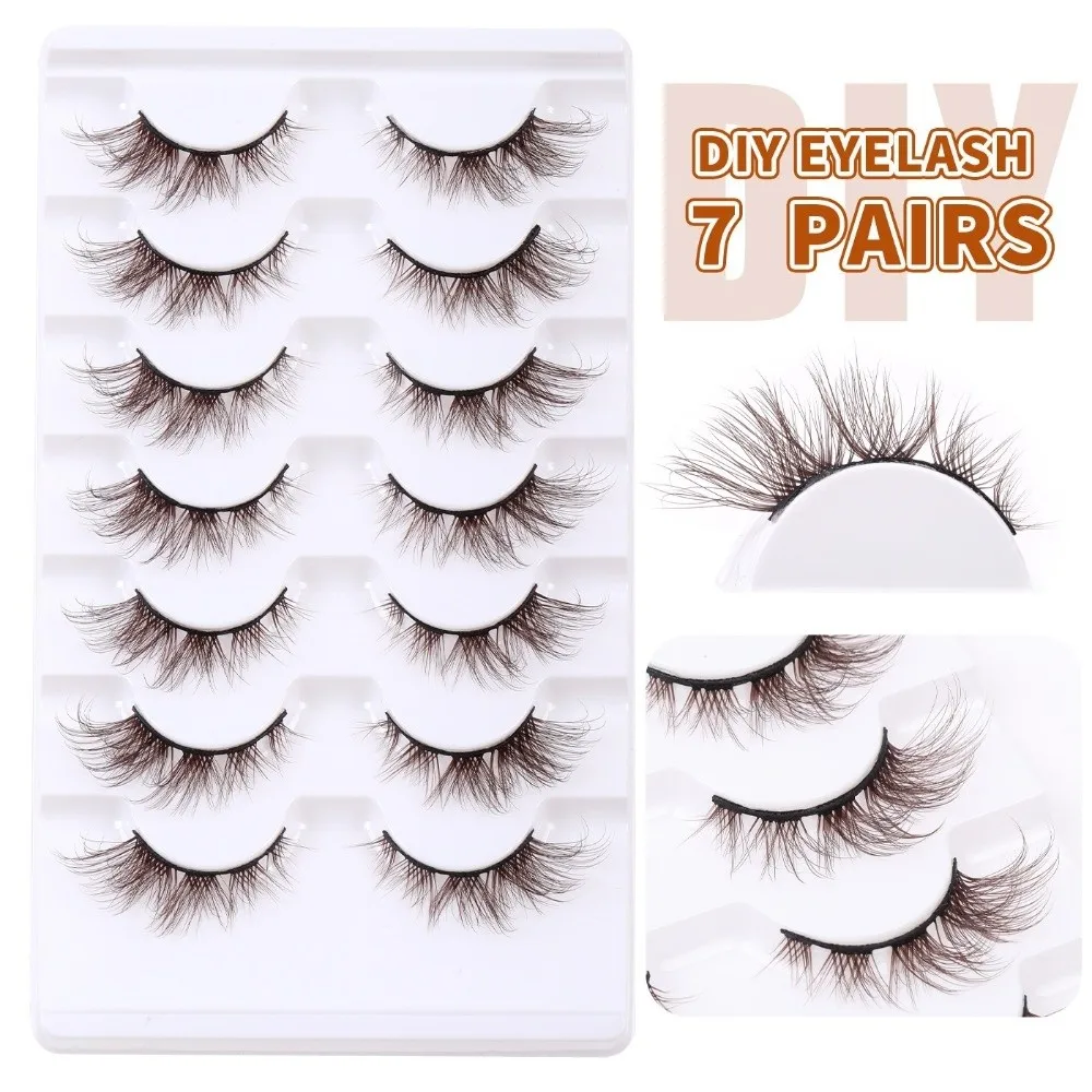 7Pairs Black Thick False Eyelashes Curvature C 7-18MM DIY Lashes Extension Lightweight Eye Makeup Tools