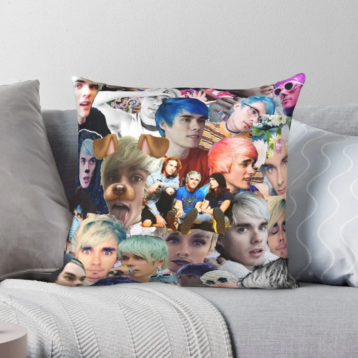 Awsten Knight Collage Pillowcase Polyester Linen Velvet Pattern Zip Decorative Pillow Case Sofa Cushion Case