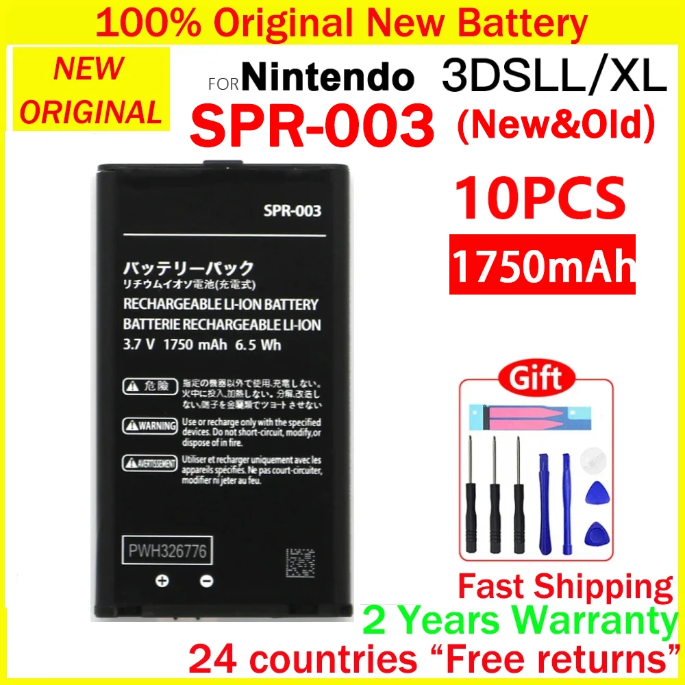 

New Genuine 1750mAh SPR-003 SPR003 Rechargeable li-ion Battery For Nintendo NEW 3DSLL 3DSXL 3DS LL XL 6.5Wh 3.7V