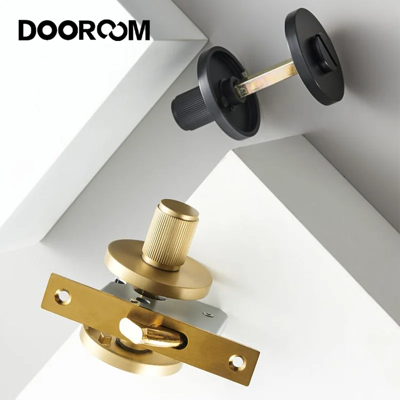 Imagem -04 - Dooroom-solid Brass Copper Sliding Door Knob para Banheiro Bloqueio de Emergência Fio Preto Uma Palavra