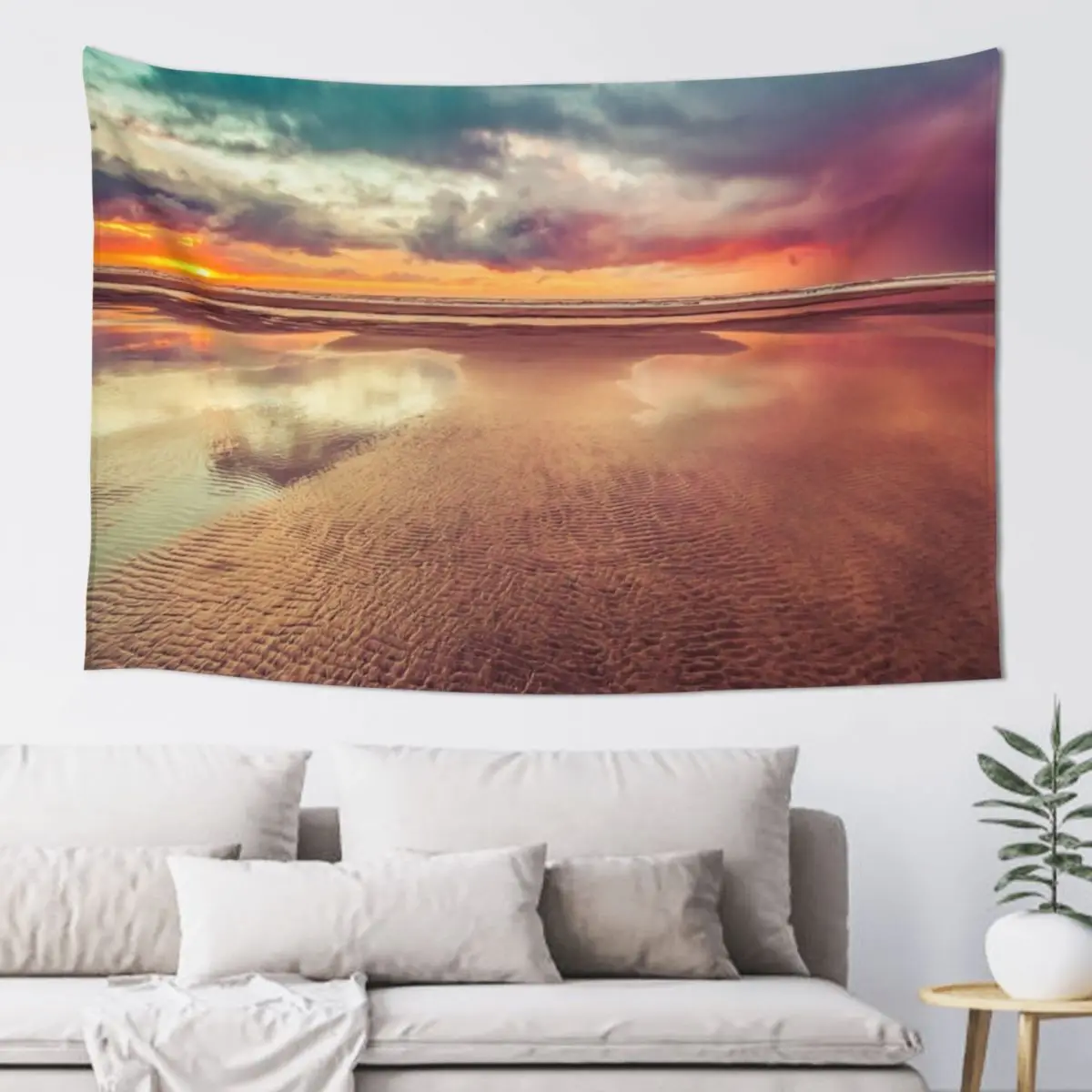 

Ocean Sea Beach Water Clouds at Sunset - Hwy 101 Pacific Coast Highway Tapestry Bedroom Decor Aesthetic Hanging Wall Tapestry