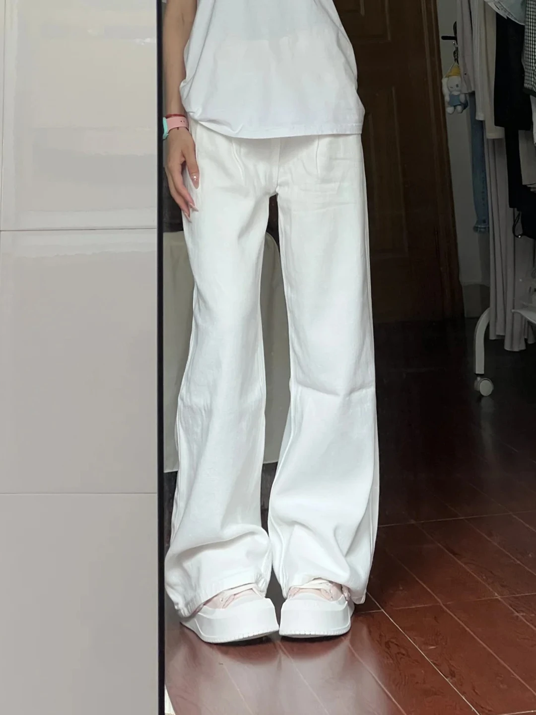 

White Bell Bottom Jeans Men's Thin American Style Summer CleanFit Slim Straight Leg Knife Casual Jeans Youth Popular