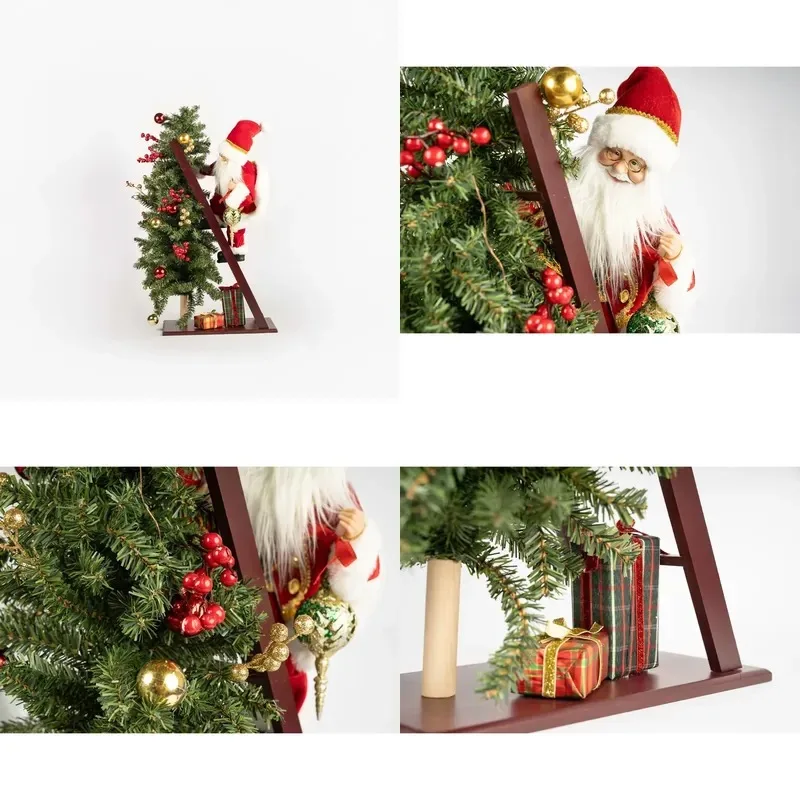Santa Claus Activity Model Christmas Statues and Toy Ornaments Red 74cm Synthetic Wood Animation Interior Living Room