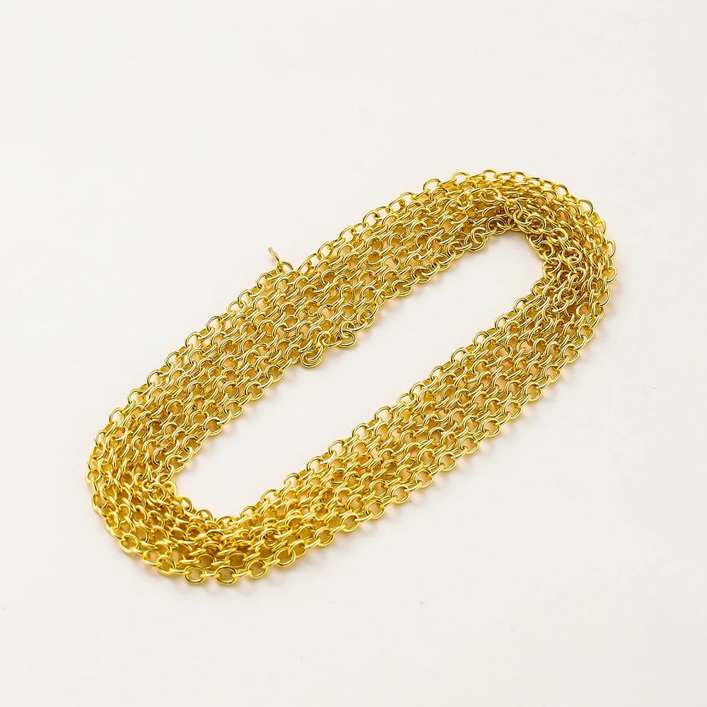 Round Cross Chains Necklace 1.0-3.5mm 14K/18K Gold Color Plated Brass Chains for DIY Jewelry Making Findings Accessories