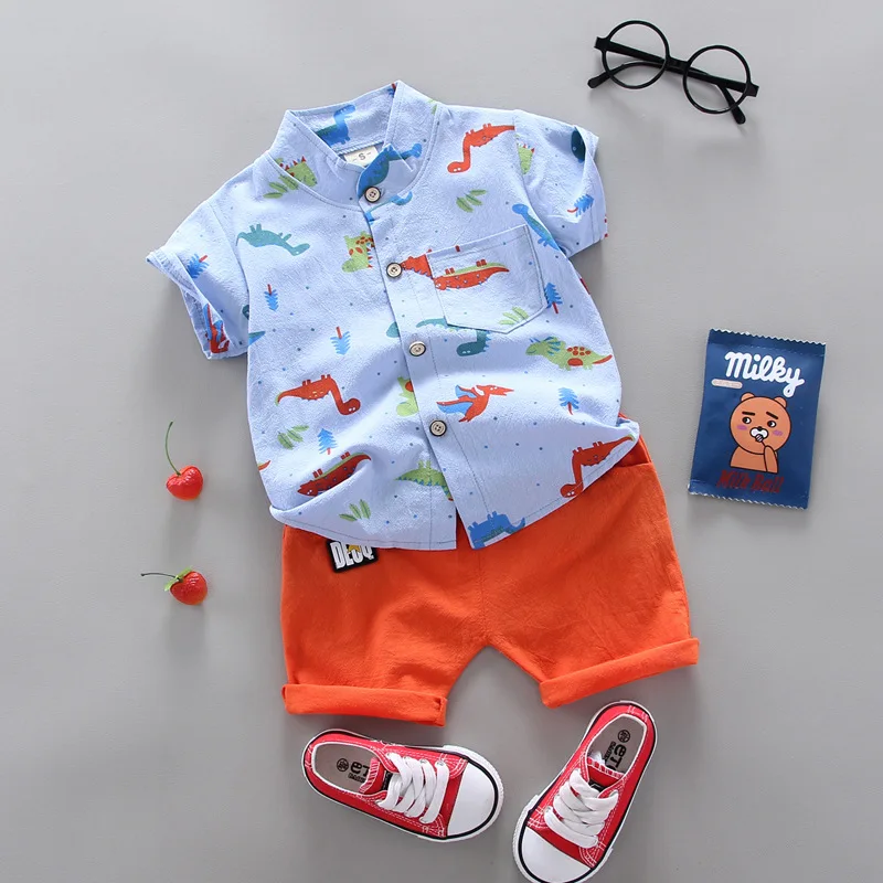 2024 Summer Casual Clothes Fashion Baby Boy\'s Suit Set Top Shorts 2PCS Baby Clothing Set For Boys Infant Suits Kids Clothes