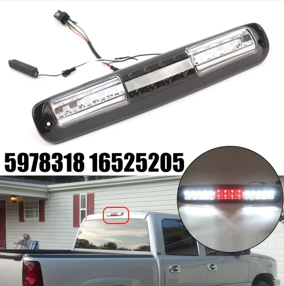 For Silverado For Sierra 1999 2000 2001-2006 Rear LED High Brake Light Black White 5978318 16525205