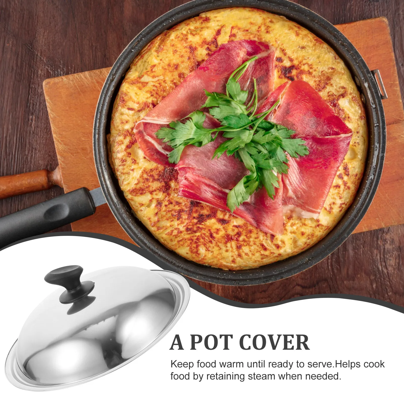 

Pot Lid Stainless Steel 33.2cm Anti Spillover Splash Proof Cooking Cover Thick Pot Lid Kitchen Gadget Steam Retaining