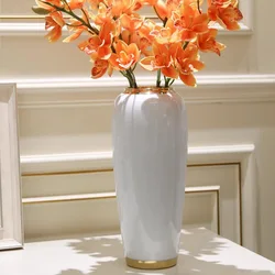 30cm/Nordic Light Luxury White Gold Plated Ceramic Vase, Entrance Floral Arrangement, Dried Plants, Flower Arrangement Vase, Liv