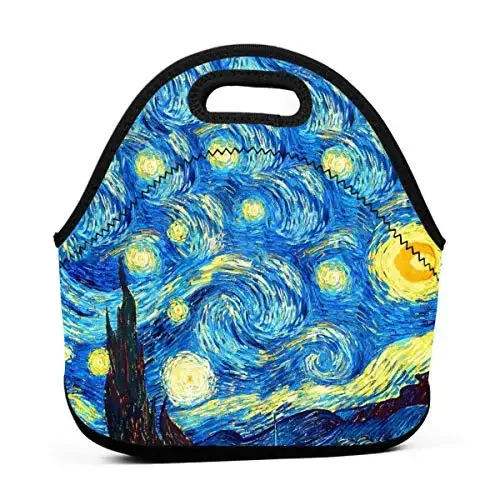 Night Christmas Kids Lunch Bag Insulated Soft Neoprene Reusable Picnic Tote for School Work for Women Men Lightweight Lunch Box